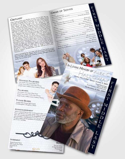 2 Page Graduated Step Fold Funeral Program Template Brochure Splendid Fishing Pride
