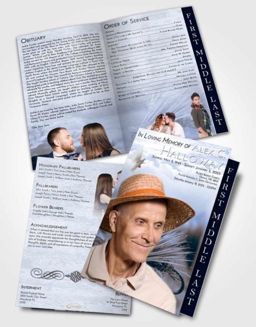 2 Page Graduated Step Fold Funeral Program Template Brochure Splendid Fishing Serenity