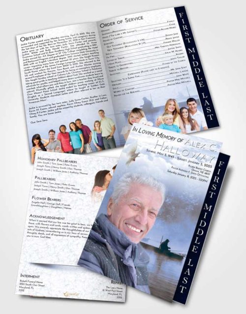 2 Page Graduated Step Fold Funeral Program Template Brochure Splendid Fishing Tranquility
