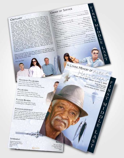 2 Page Graduated Step Fold Funeral Program Template Brochure Splendid Fishing in the Sea