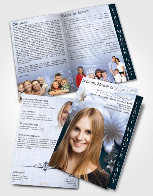 2 Page Graduated Step Fold Funeral Program Template Brochure Splendid Floral Lust