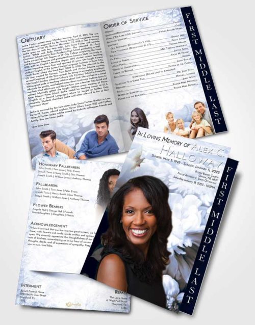 2 Page Graduated Step Fold Funeral Program Template Brochure Splendid Floral Mist