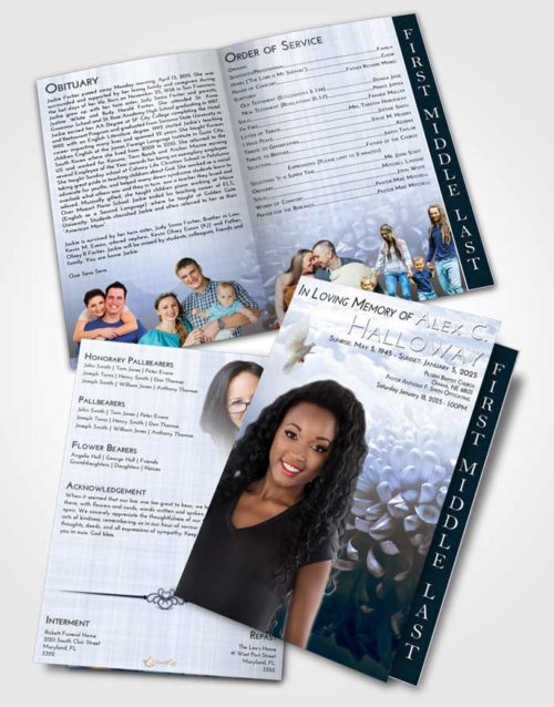 2 Page Graduated Step Fold Funeral Program Template Brochure Splendid Floral Morning