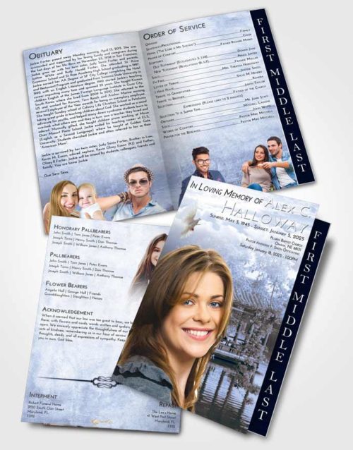 2 Page Graduated Step Fold Funeral Program Template Brochure Splendid Floral Oriental