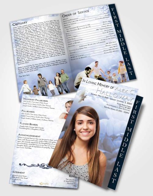 2 Page Graduated Step Fold Funeral Program Template Brochure Splendid Floral Paradise