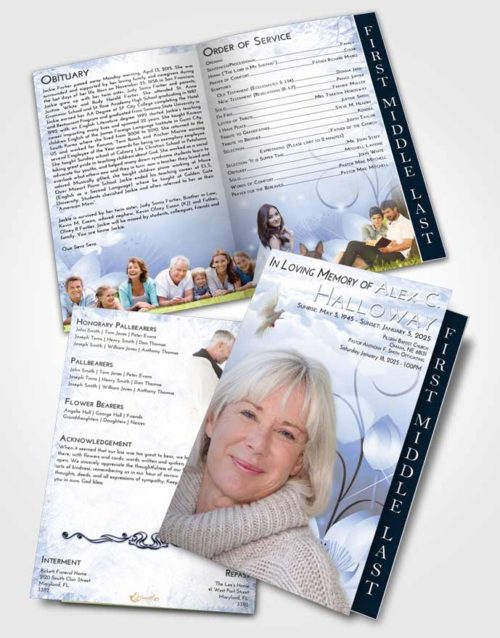 2 Page Graduated Step Fold Funeral Program Template Brochure Splendid Floral Peace