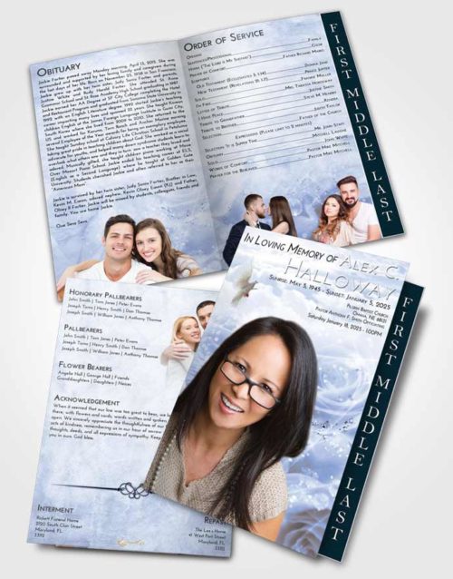 2 Page Graduated Step Fold Funeral Program Template Brochure Splendid Floral Relaxation