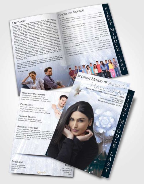 2 Page Graduated Step Fold Funeral Program Template Brochure Splendid Floral Secret