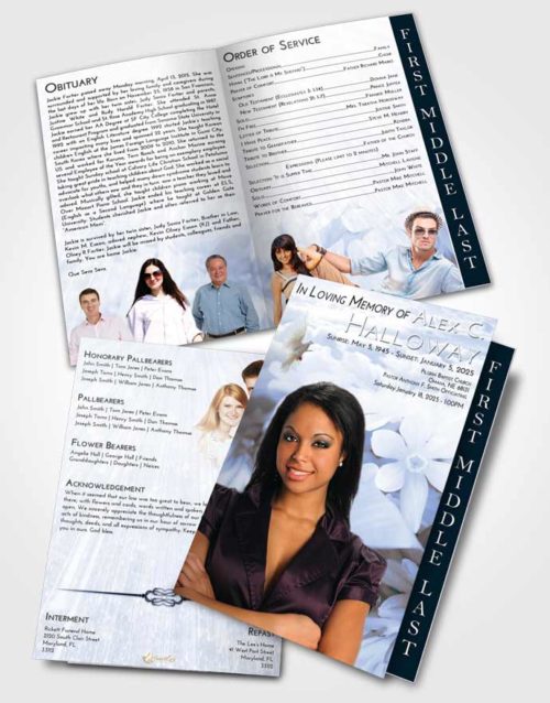 2 Page Graduated Step Fold Funeral Program Template Brochure Splendid Floral Serenity