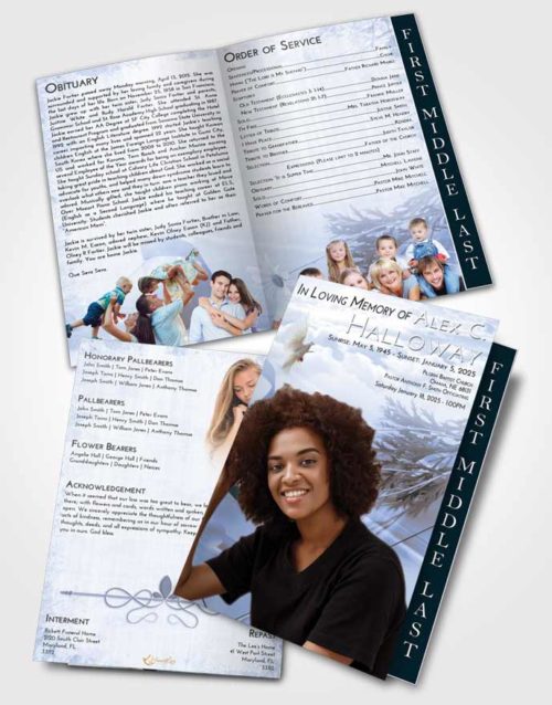 2 Page Graduated Step Fold Funeral Program Template Brochure Splendid Floral Style
