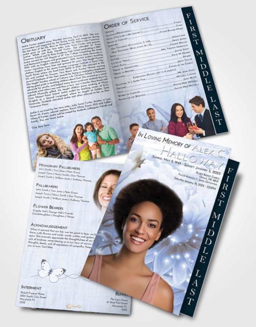 2 Page Graduated Step Fold Funeral Program Template Brochure Splendid Floral Summer