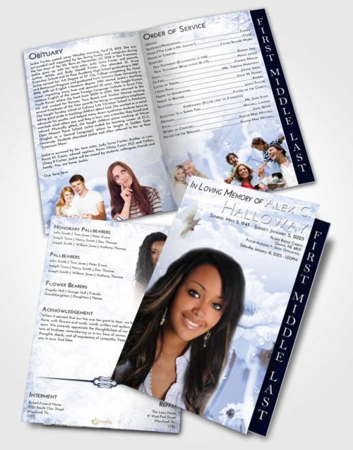 2 Page Graduated Step Fold Funeral Program Template Brochure Splendid Floral Tranquility
