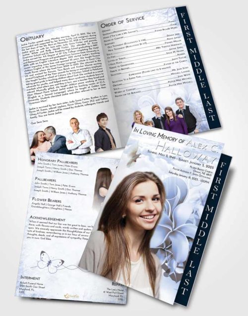 2 Page Graduated Step Fold Funeral Program Template Brochure Splendid Floral Wish