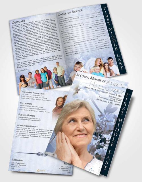 2 Page Graduated Step Fold Funeral Program Template Brochure Splendid Floral Wonderland