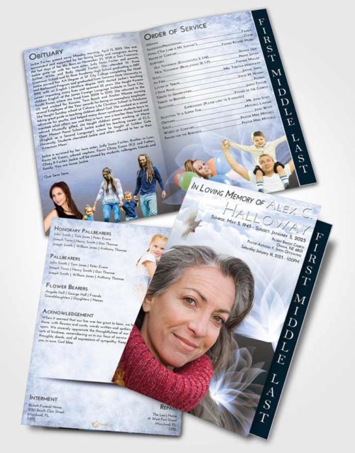 2 Page Graduated Step Fold Funeral Program Template Brochure Splendid Flower Peace
