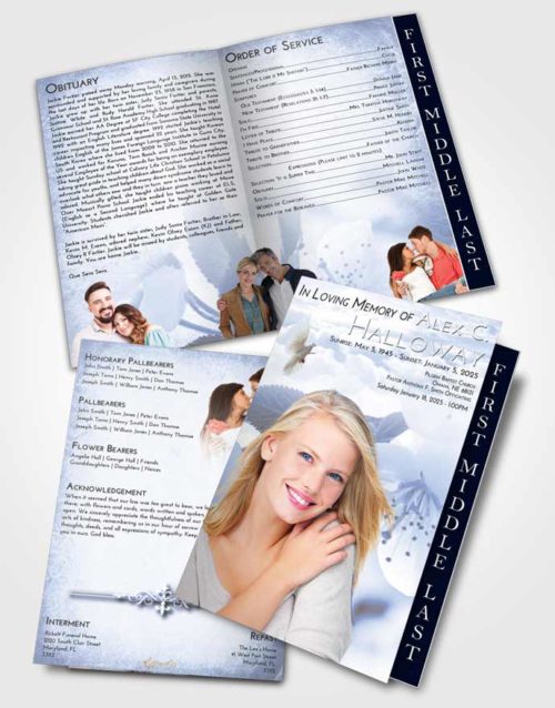 2 Page Graduated Step Fold Funeral Program Template Brochure Splendid Flower of the Plume