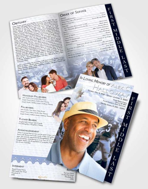 2 Page Graduated Step Fold Funeral Program Template Brochure Splendid Football Destiny