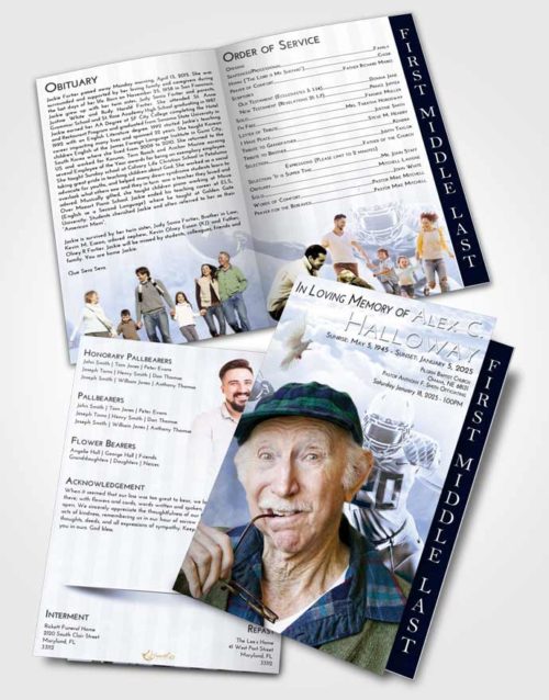 2 Page Graduated Step Fold Funeral Program Template Brochure Splendid Football Honor