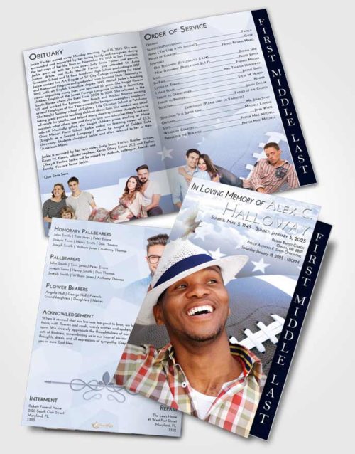 2 Page Graduated Step Fold Funeral Program Template Brochure Splendid Football Pride