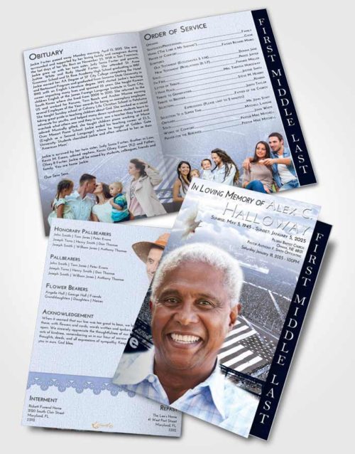 2 Page Graduated Step Fold Funeral Program Template Brochure Splendid Football Stadium
