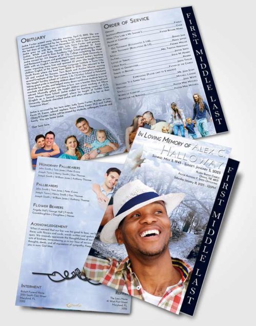 2 Page Graduated Step Fold Funeral Program Template Brochure Splendid Forest Bridge