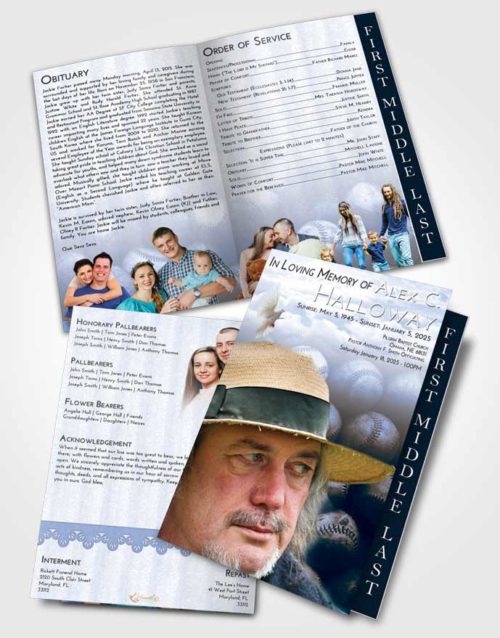 2 Page Graduated Step Fold Funeral Program Template Brochure Splendid Foul Ball