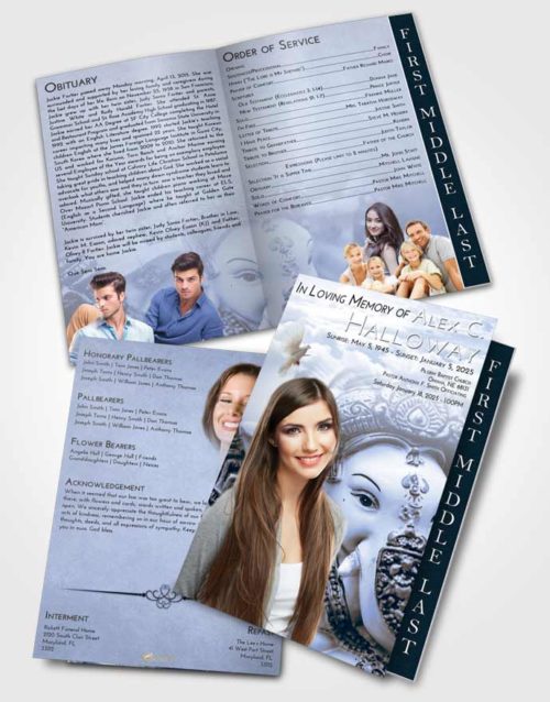 2 Page Graduated Step Fold Funeral Program Template Brochure Splendid Ganesha Desire