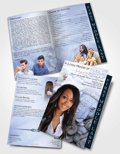 2 Page Graduated Step Fold Funeral Program Template Brochure Splendid Ganesha Divinity
