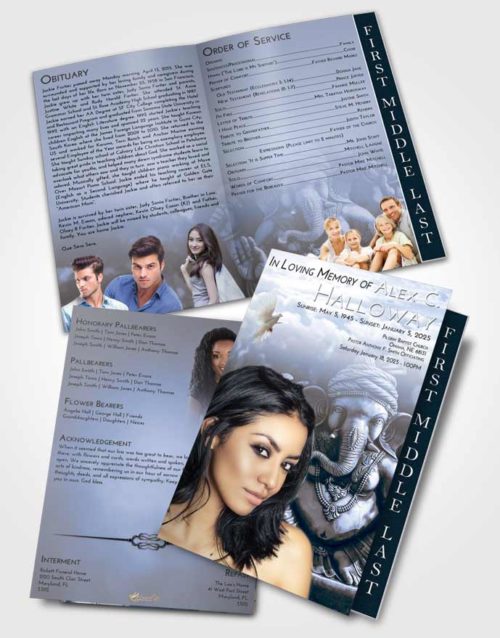 2 Page Graduated Step Fold Funeral Program Template Brochure Splendid Ganesha Surprise