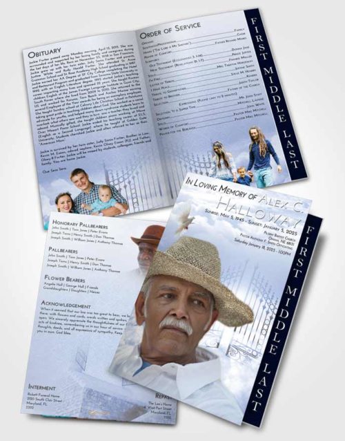 2 Page Graduated Step Fold Funeral Program Template Brochure Splendid Gates to Heaven
