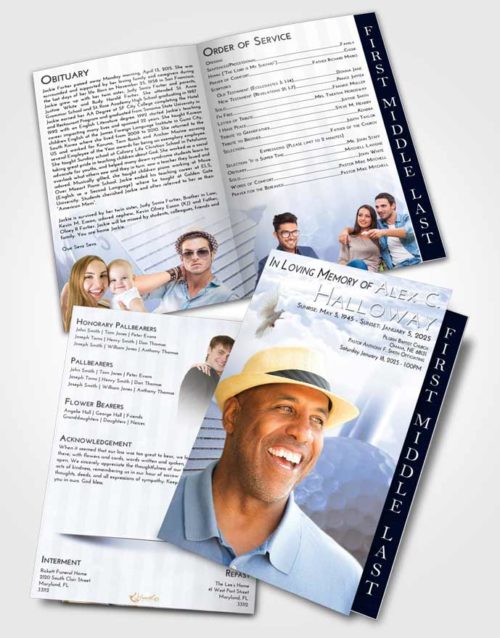 2 Page Graduated Step Fold Funeral Program Template Brochure Splendid Golf Day