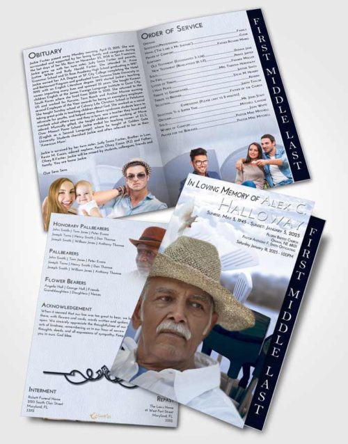 2 Page Graduated Step Fold Funeral Program Template Brochure Splendid Golf Fairway