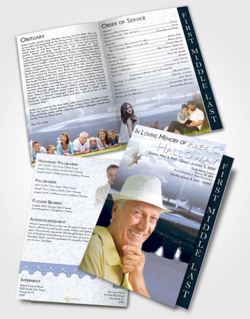 2 Page Graduated Step Fold Funeral Program Template Brochure Splendid Golf Paradise