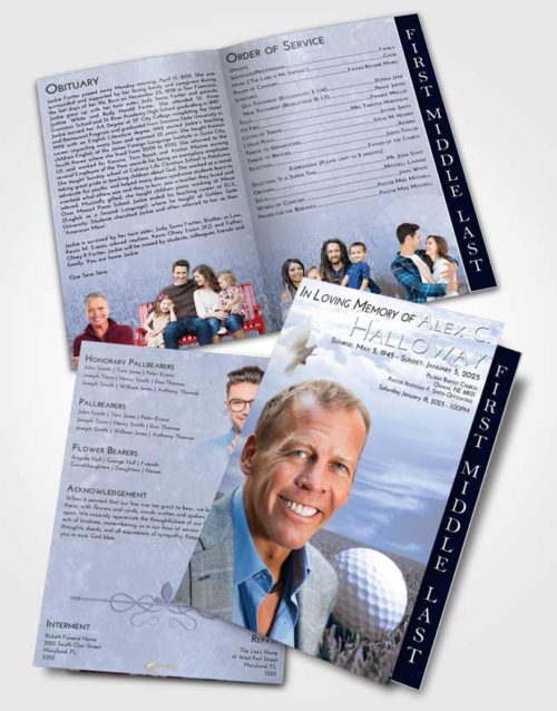 2 Page Graduated Step Fold Funeral Program Template Brochure Splendid Golf Serenity