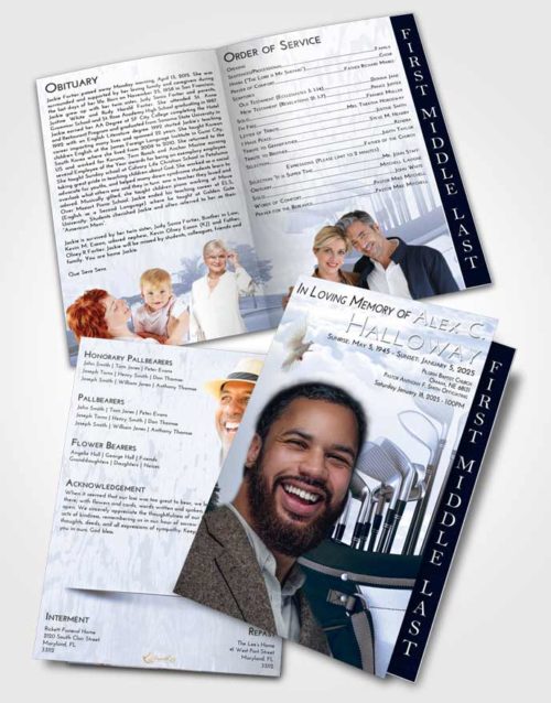 2 Page Graduated Step Fold Funeral Program Template Brochure Splendid Golf Set