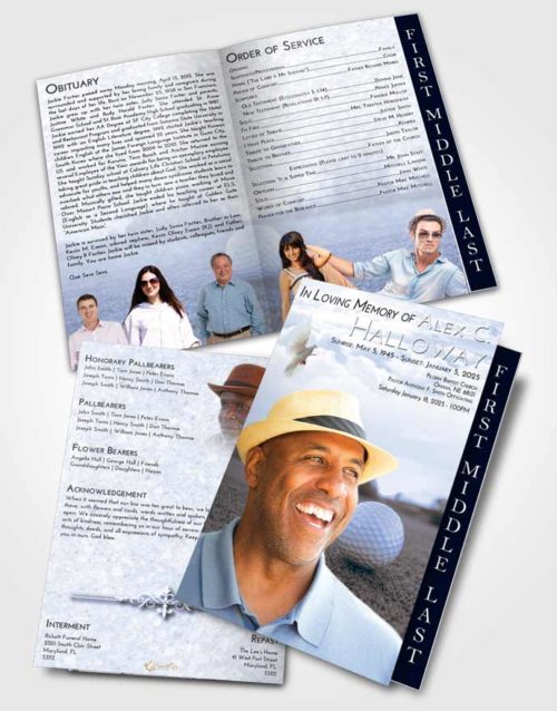 2 Page Graduated Step Fold Funeral Program Template Brochure Splendid Golfing Honor