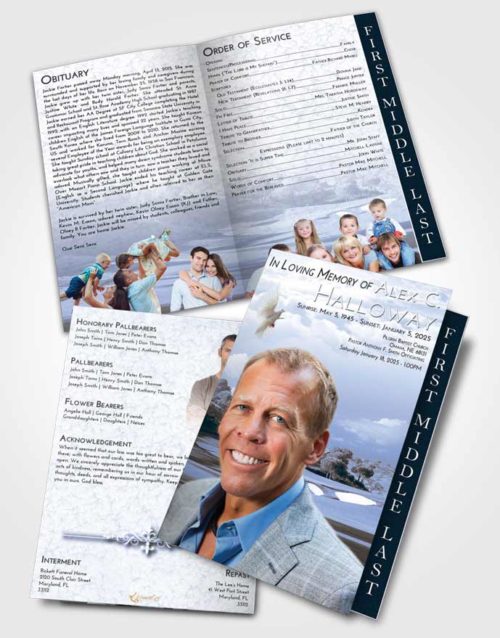 2 Page Graduated Step Fold Funeral Program Template Brochure Splendid Golfing Sandtrap