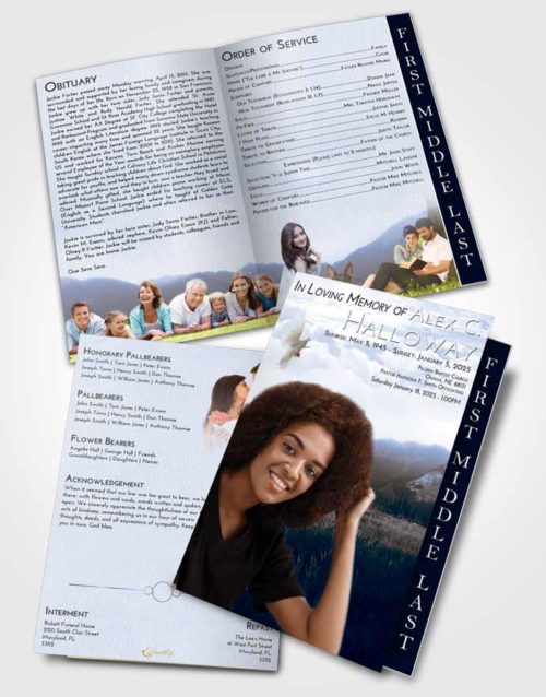 2 Page Graduated Step Fold Funeral Program Template Brochure Splendid Graceful Mountains