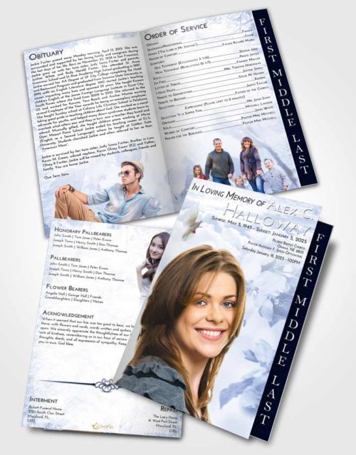 2 Page Graduated Step Fold Funeral Program Template Brochure Splendid Heavenly Flowers