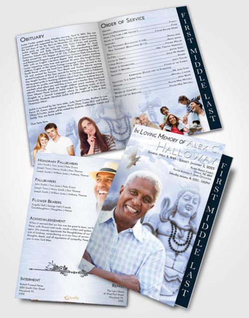 2 Page Graduated Step Fold Funeral Program Template Brochure Splendid Hindu Mystery