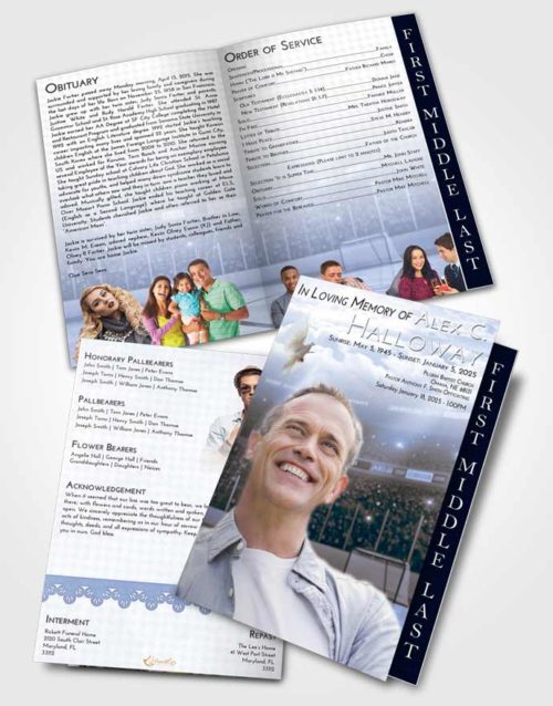 2 Page Graduated Step Fold Funeral Program Template Brochure Splendid Hockey Love