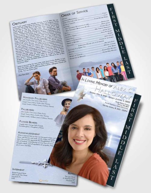 2 Page Graduated Step Fold Funeral Program Template Brochure Splendid Italian Sun