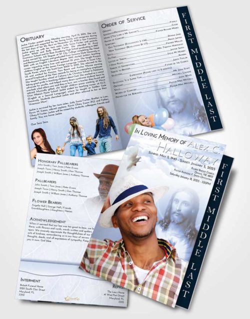 2 Page Graduated Step Fold Funeral Program Template Brochure Splendid Jesus Love