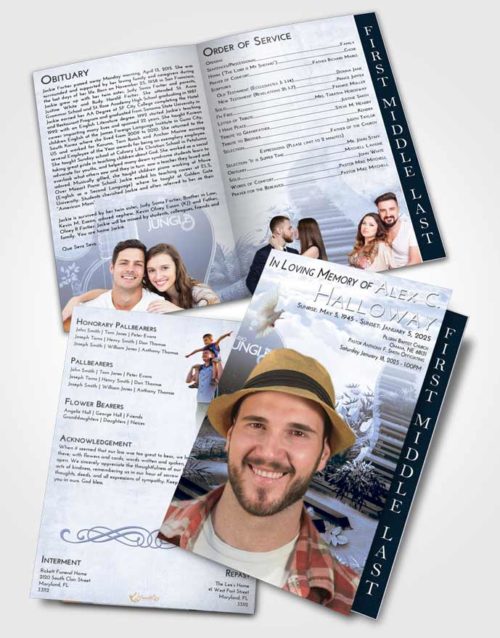 2 Page Graduated Step Fold Funeral Program Template Brochure Splendid Jungle Music