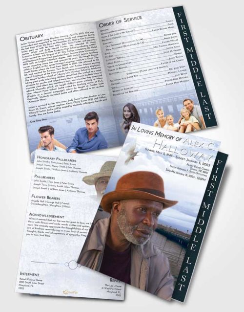 2 Page Graduated Step Fold Funeral Program Template Brochure Splendid Lake Drive