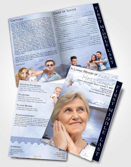 2 Page Graduated Step Fold Funeral Program Template Brochure Splendid Lake Front