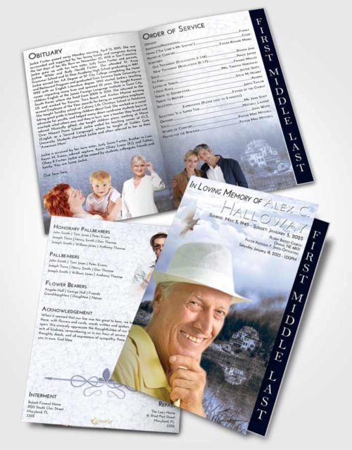 2 Page Graduated Step Fold Funeral Program Template Brochure Splendid Lake House