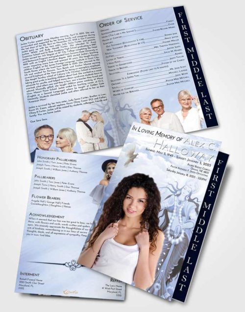 2 Page Graduated Step Fold Funeral Program Template Brochure Splendid Lakshmi Divinity