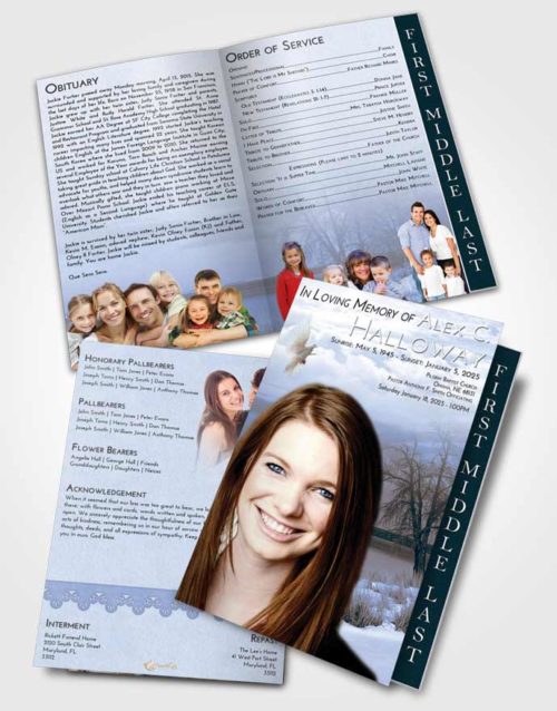 2 Page Graduated Step Fold Funeral Program Template Brochure Splendid Lovely Lake