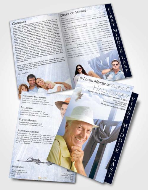 2 Page Graduated Step Fold Funeral Program Template Brochure Splendid Loving Cross